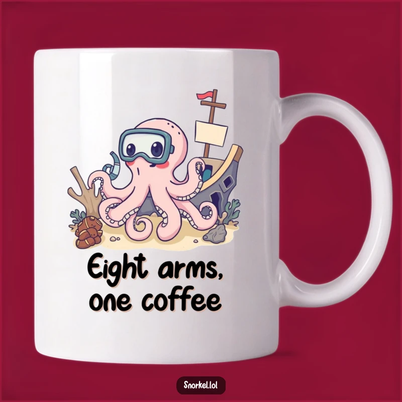 Funny Octopus Snorkel Mug: Delighted Explorer, Shipwreck Adventure, Perfect Funny Gift