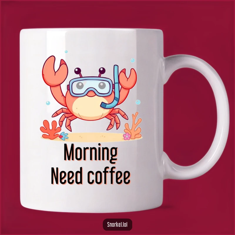 Funny Crab Snorkel Mug: Cheerful Underwater Waving Crab Design for a Hilarious Gift!