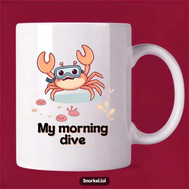 Funny Excited Crab Snorkeling Mug: A Hilarious Underwater Adventure Gift