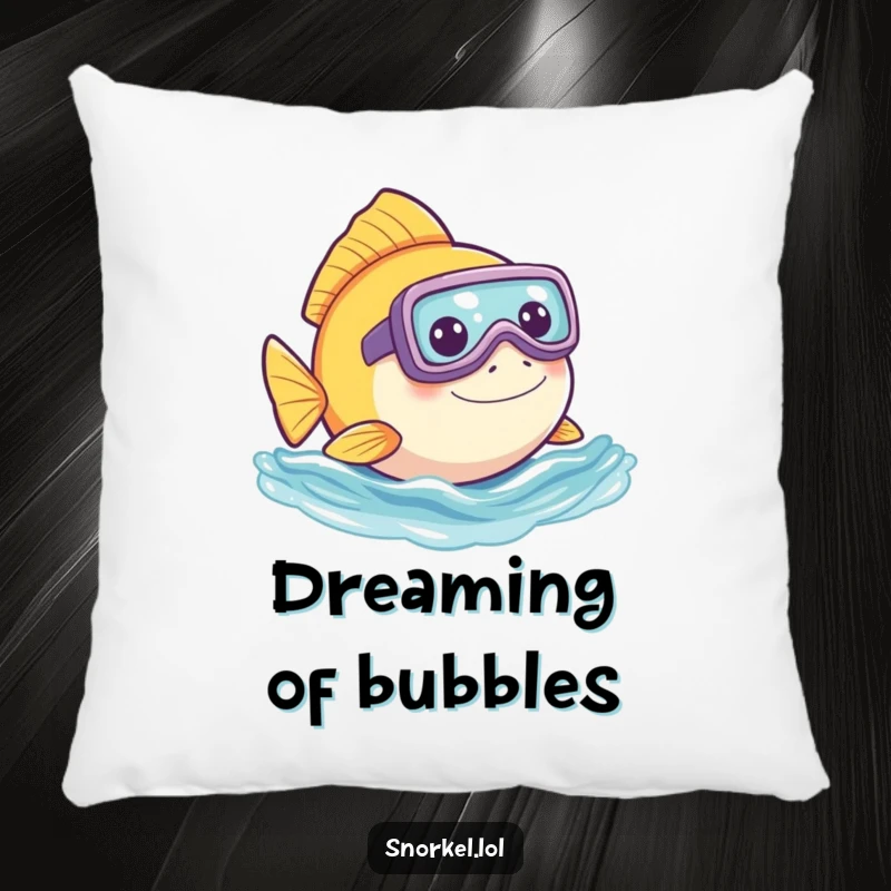 Funny fish pillow, playfully peeking out of water with snorkel. This soft, humorous design provides comfort and charm.