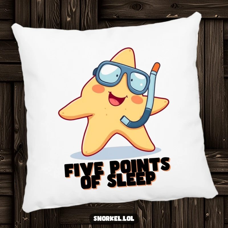 Funny starfish wiggling with snorkel, on a soft pillow, great funny gift.