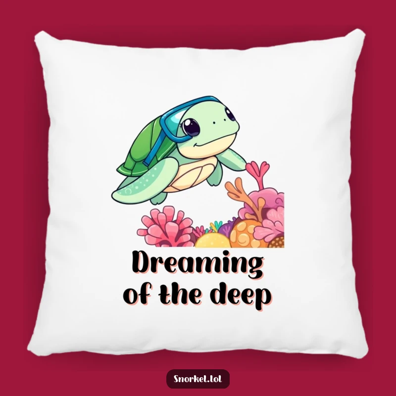 Funny Turtle Snorkeler Pillow: Comfy Reef Dreams, Perfect Gift!
