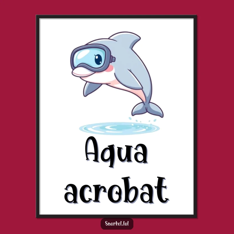 Funny Dolphin Snorkel Digital Print: Instant Art & Playful Gift