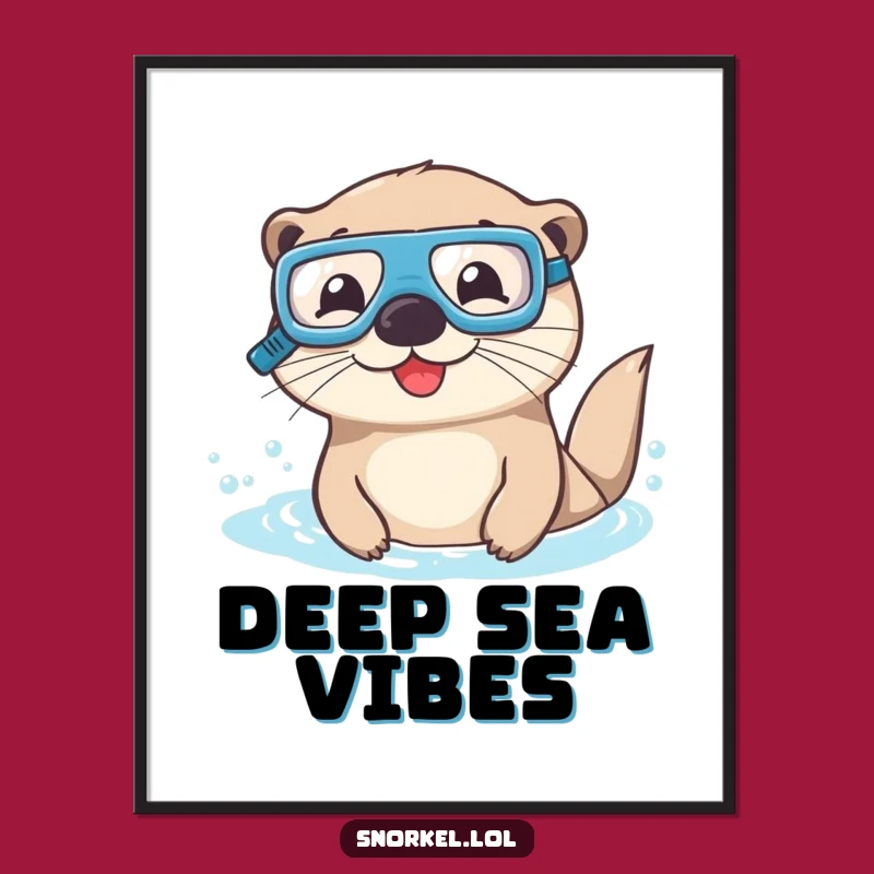 Funny Otter Snorkel Digital Print: Happy Swimmer Otter Wall Art for a Hilarious Gift!