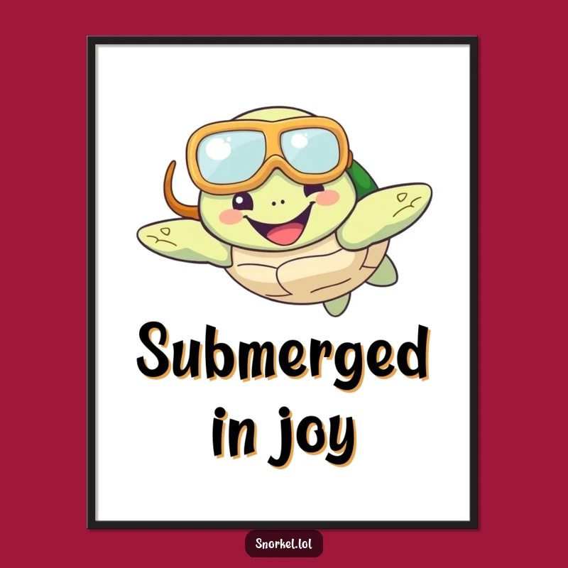 Funny Turtle Snorkel Digital Print: Instant Art & Happy Gift