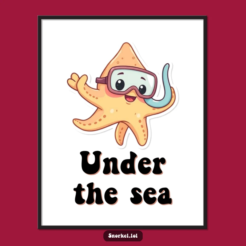 Funny Starfish Snorkel Digital Art: Instant Download, Quirky Ocean Decor Print, Funny Gift