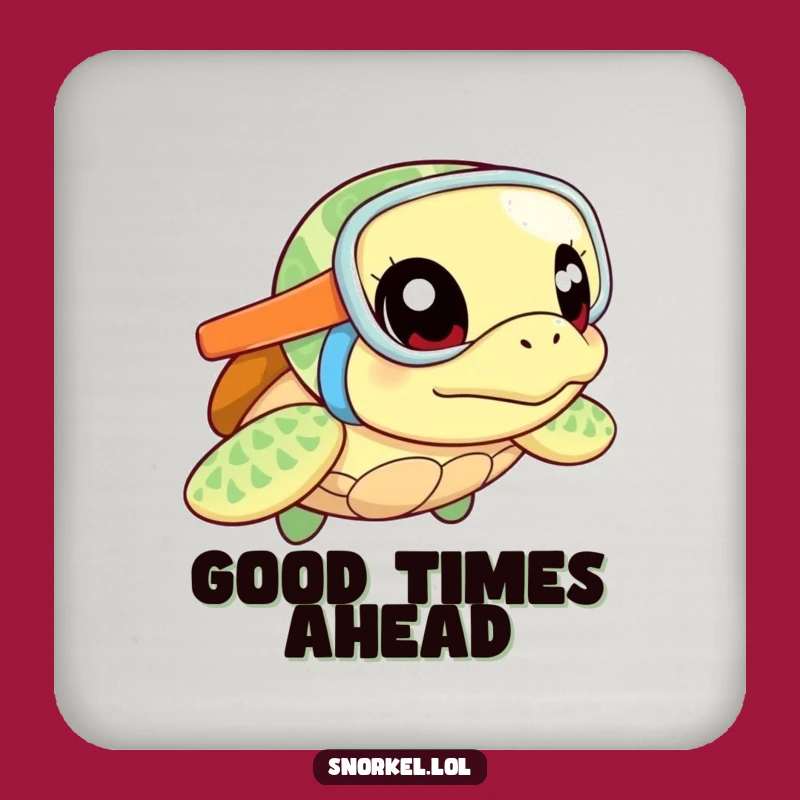 Funny Turtle Snorkel Coasters: Excited Turtle Art Pack for a Hilarious Gift!