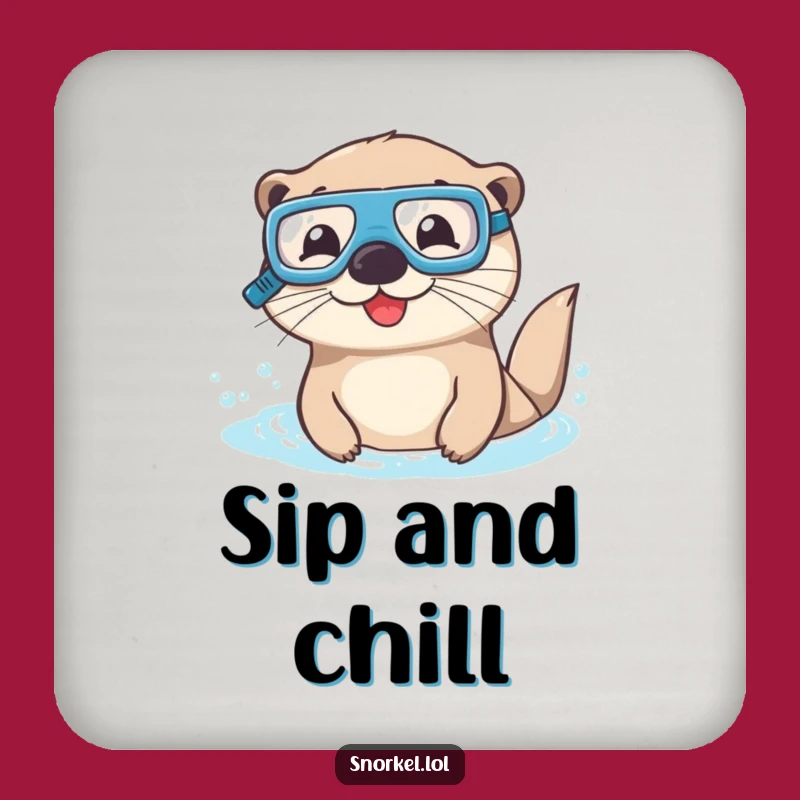 Funny Otter Snorkel Coasters: Happy Otter Art Pack for a Hilarious Gift!