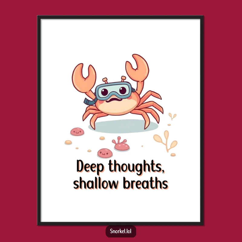 Funny Excited Crab Snorkeling Poster: Vibrant Underwater Art Gift