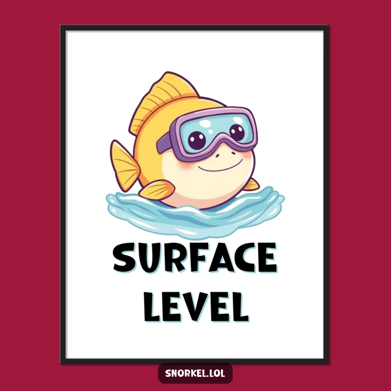Funny Fish Snorkel Poster: Playful Peek Fish Art for a Hilarious Gift!