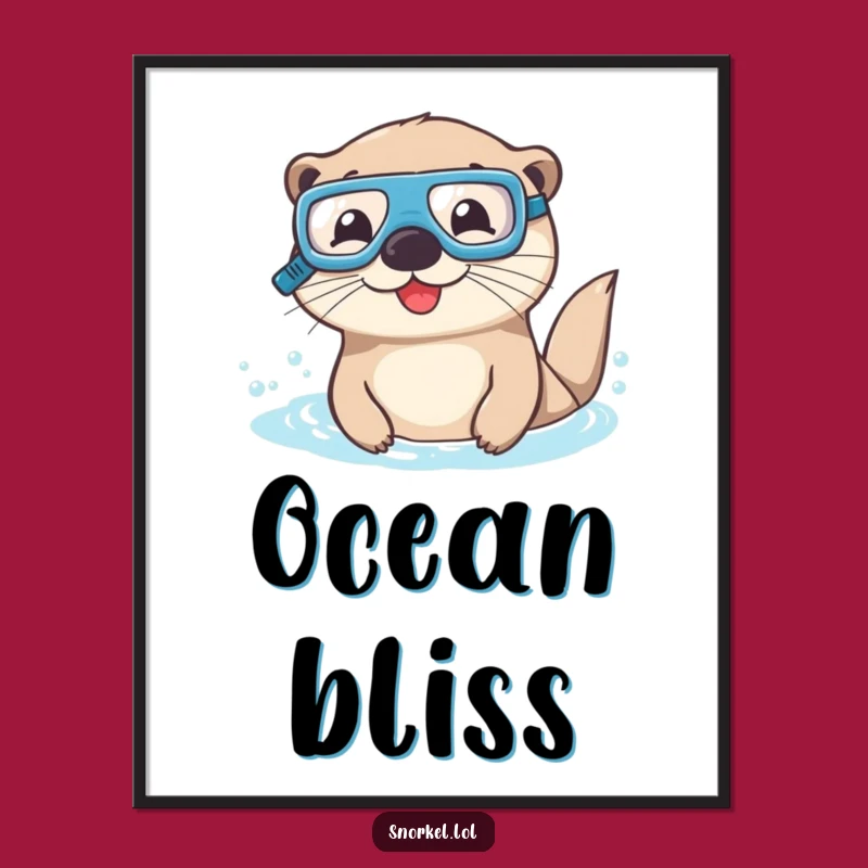 Funny Otter Snorkel Poster: Happy Swimmer Otter Art for a Hilarious Gift!