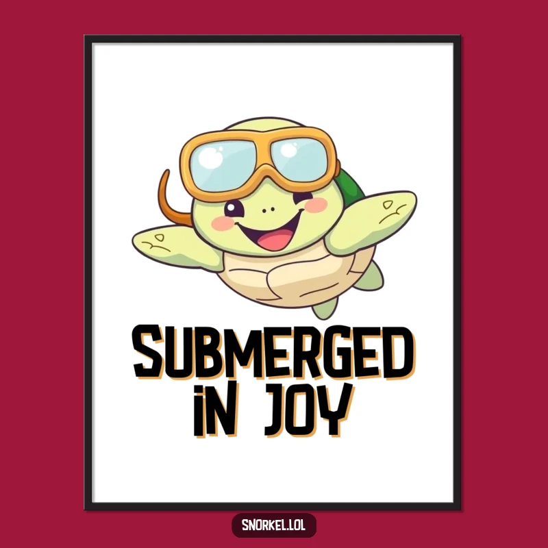 Funny Turtle Snorkel Poster: Cheerful Wall Art & Ocean Gift