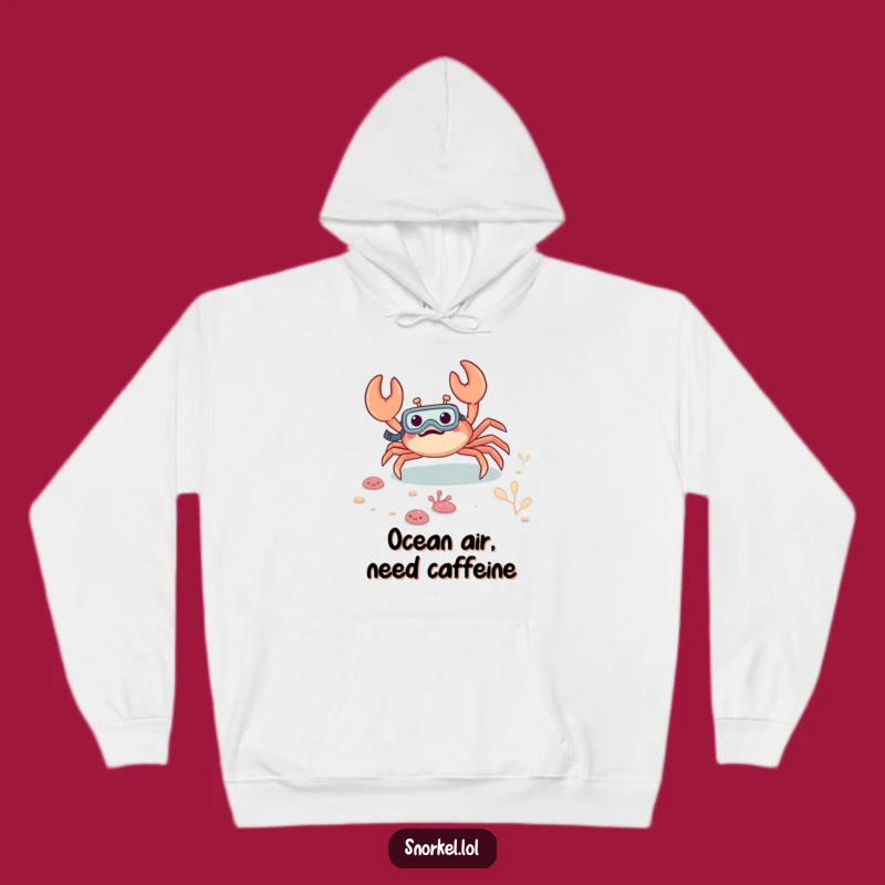 Funny Excited Crab Snorkeling Hoodie: Cozy Underwater Adventure Humor Gift