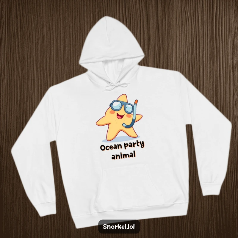 Funny starfish wiggling with snorkel, on a cozy hoodie, perfect funny gift.