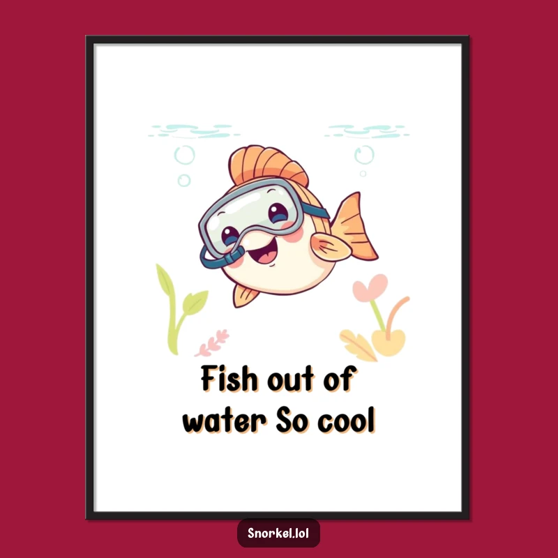 Free Printable Wall Art: Happy Fish Snorkeler Funny Downloadable Art