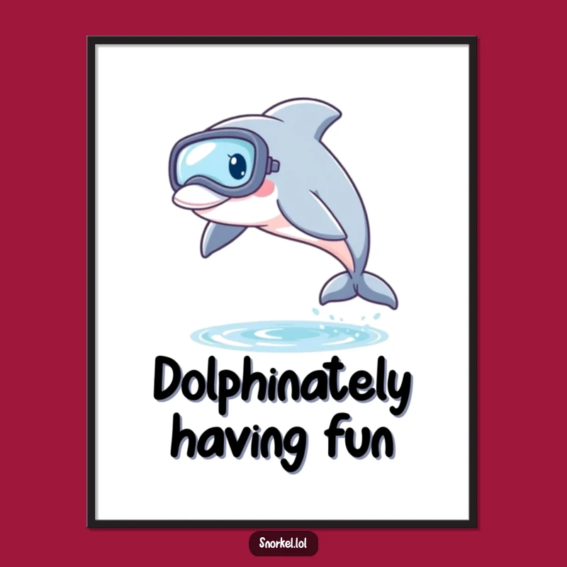 Free Printable Dolphin Snorkel Wall Art - Energetic Funny Animal Downloadable Decor!