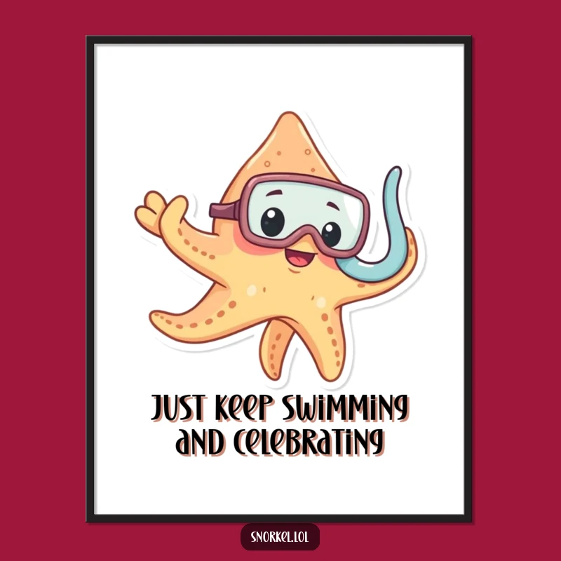 Funny Free Printable Wall Art: Curious Starfish Snorkeler - Quirky Downloadable Ocean Decor