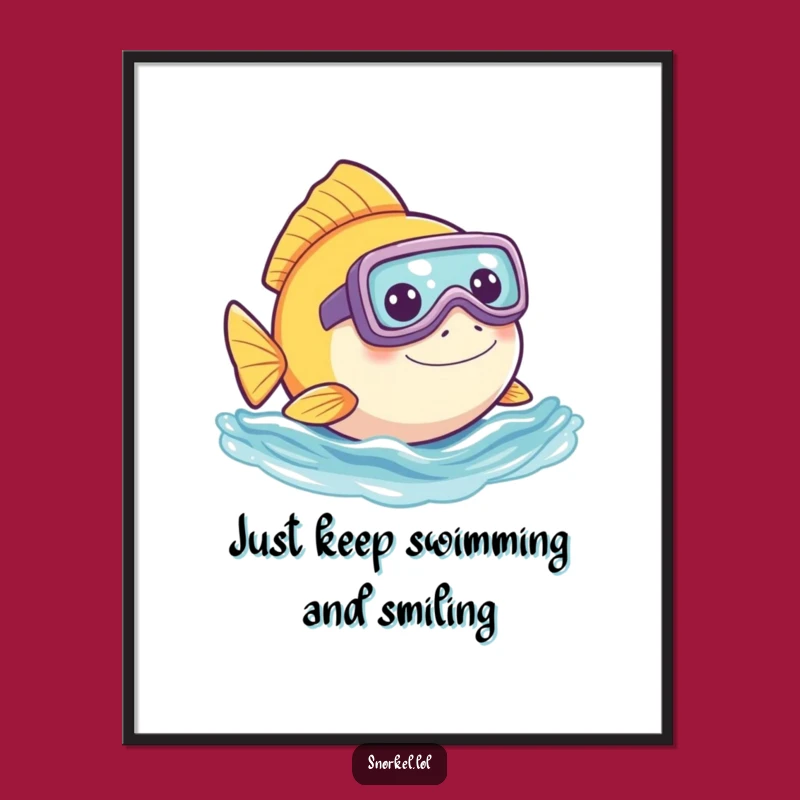 Free Printable Funny Fish Wall Art: Snorkeling Fish Whimsical Downloadable Decor