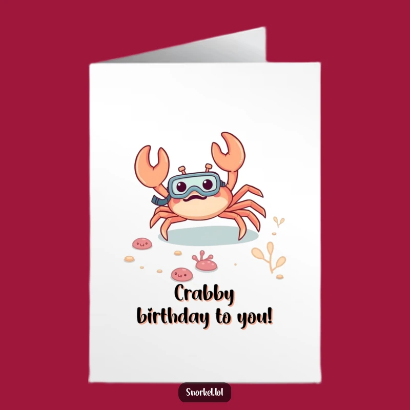 Free Printable Birthday Card: Funny Excited Crab Snorkeler for a Hilarious Downloadable Gift