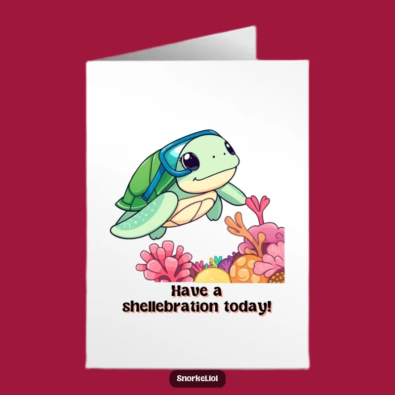 Free Printable Birthday Card: Turtle Snorkeler Adventure Funny Downloadable Gift