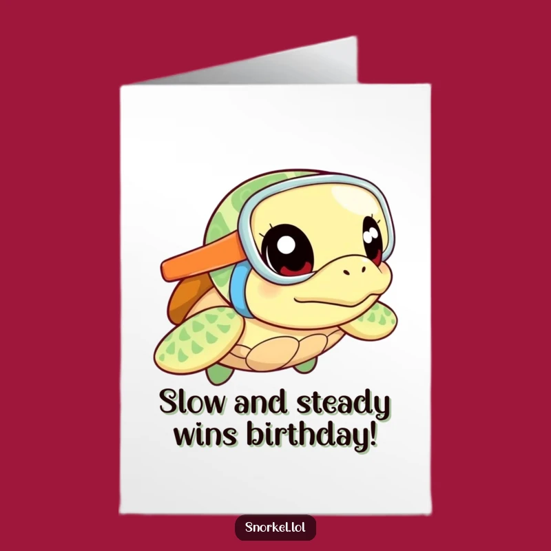 Free Printable Funny Turtle Birthday Card: Excited Snorkel Turtle Wishes You Well!