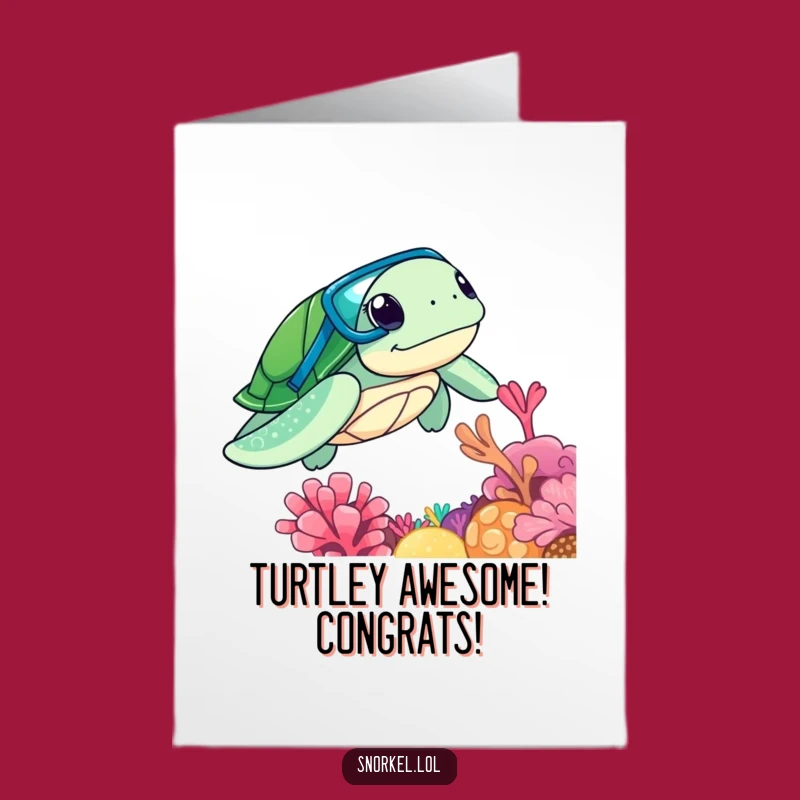 Free Printable Congrats Card: Turtle Snorkeler Discovery Funny Downloadable Gift