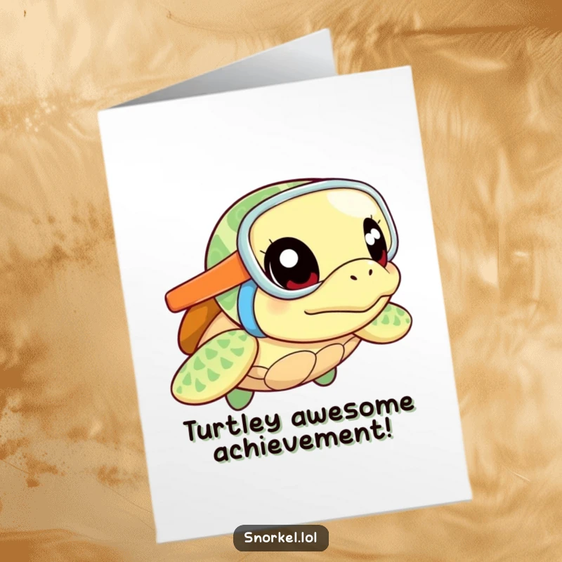 Funny Free Printable Congratulations Card: An excited sea turtle in a snorkel mask gives a thumbs up for a job well done.