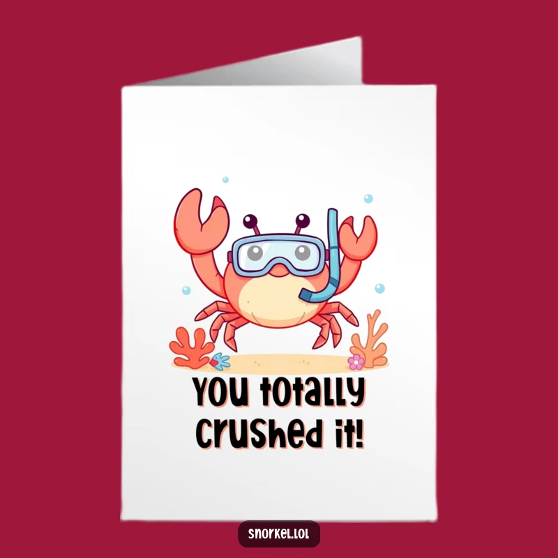 Free Printable Funny Crab Card: Snorkel Mask Cheers for Your Big Win!