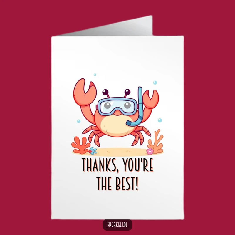 Free Printable Funny Crab Thank You Card: Waving Thanks from the Ocean Floor!