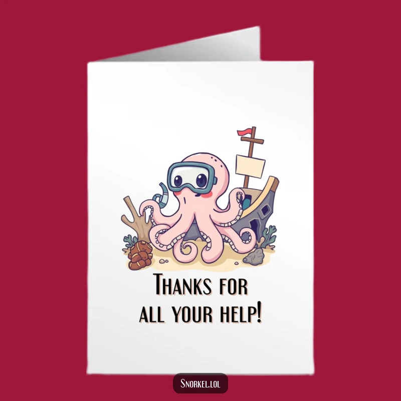 Free Printable Thank You Card: Octopus Snorkel Shipwreck - Funny Downloadable Gift