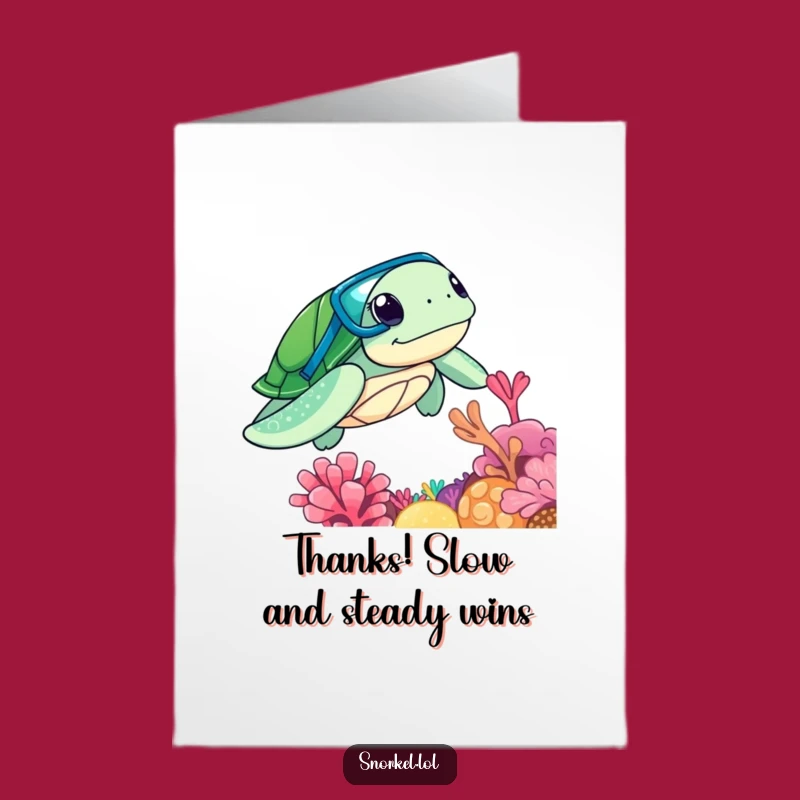 Free Printable Thank You Card: Turtle Snorkeler Thanks Funny Downloadable Gift