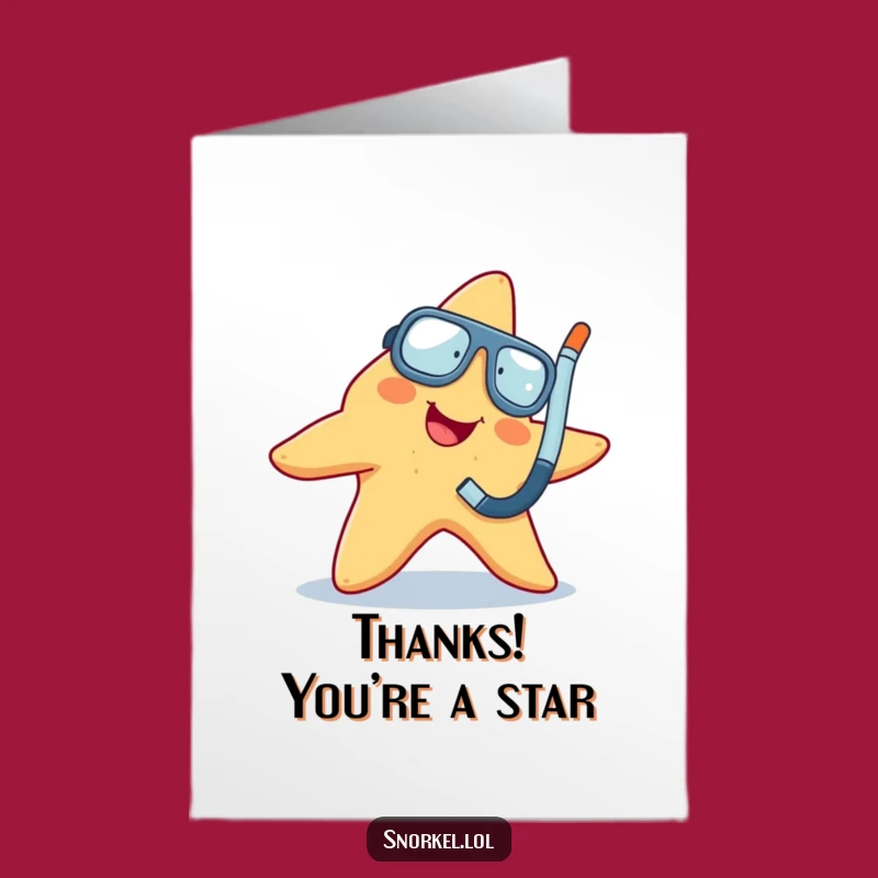 Free Printable Thank You Card: Starfish Snorkeler Thanks Funny Downloadable Gift