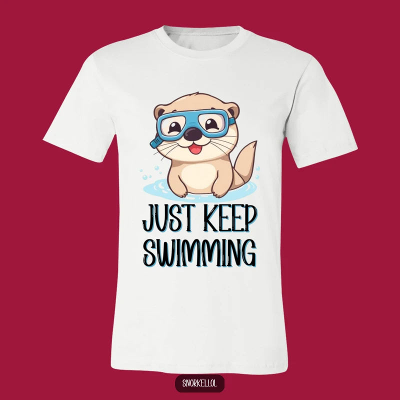 Funny Otter Snorkel T-Shirt: Happy Swimmer Otter Design for a Hilarious Gift!
