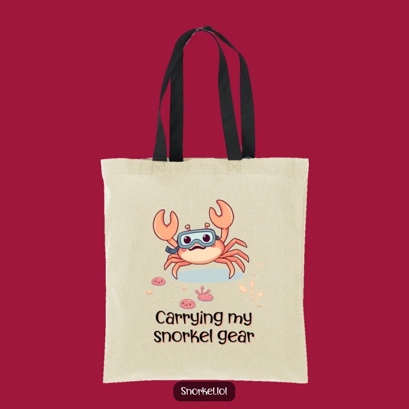 Funny Excited Crab Snorkeling Tote Bag: Carry Your Laughs Underwater Gift